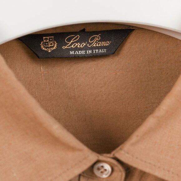 Loro Piana Tan Linen Long-Sleeve Buttoned Shirt - Picture 8 of 8